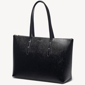 Aspinal of London Zipped Regent Tote in Black Saffiano